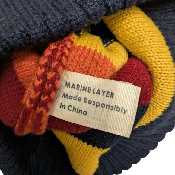 ๐GUC๐ Marine Layer Sunset Stripe Pom-Pom Beanie - Picture 4 of 5